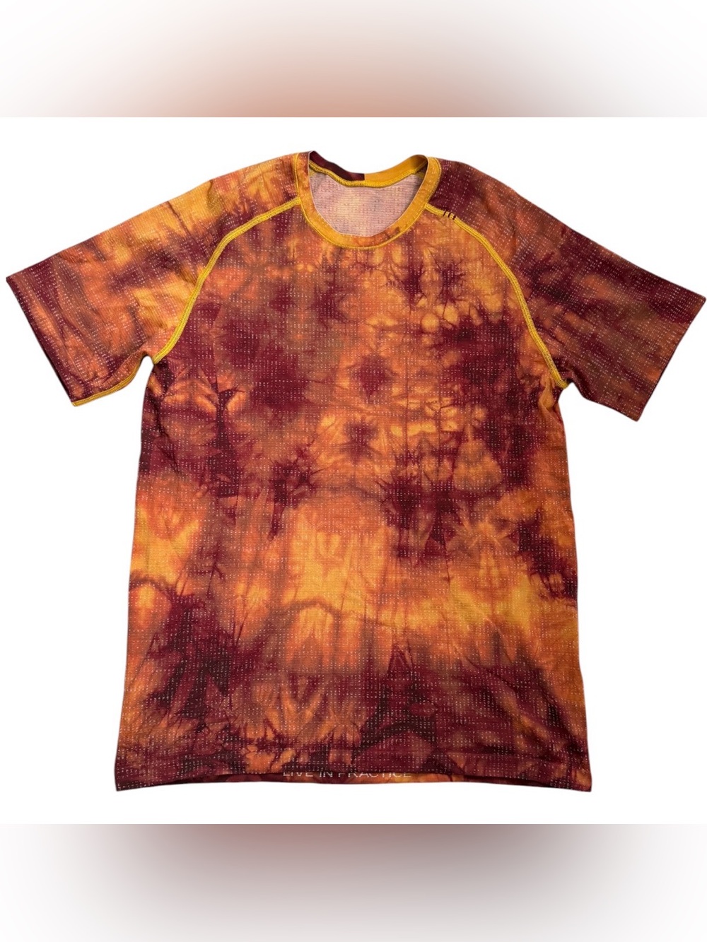 lululemon athletica Maroon and Orange Tie-Dye Short Sleeve Tee